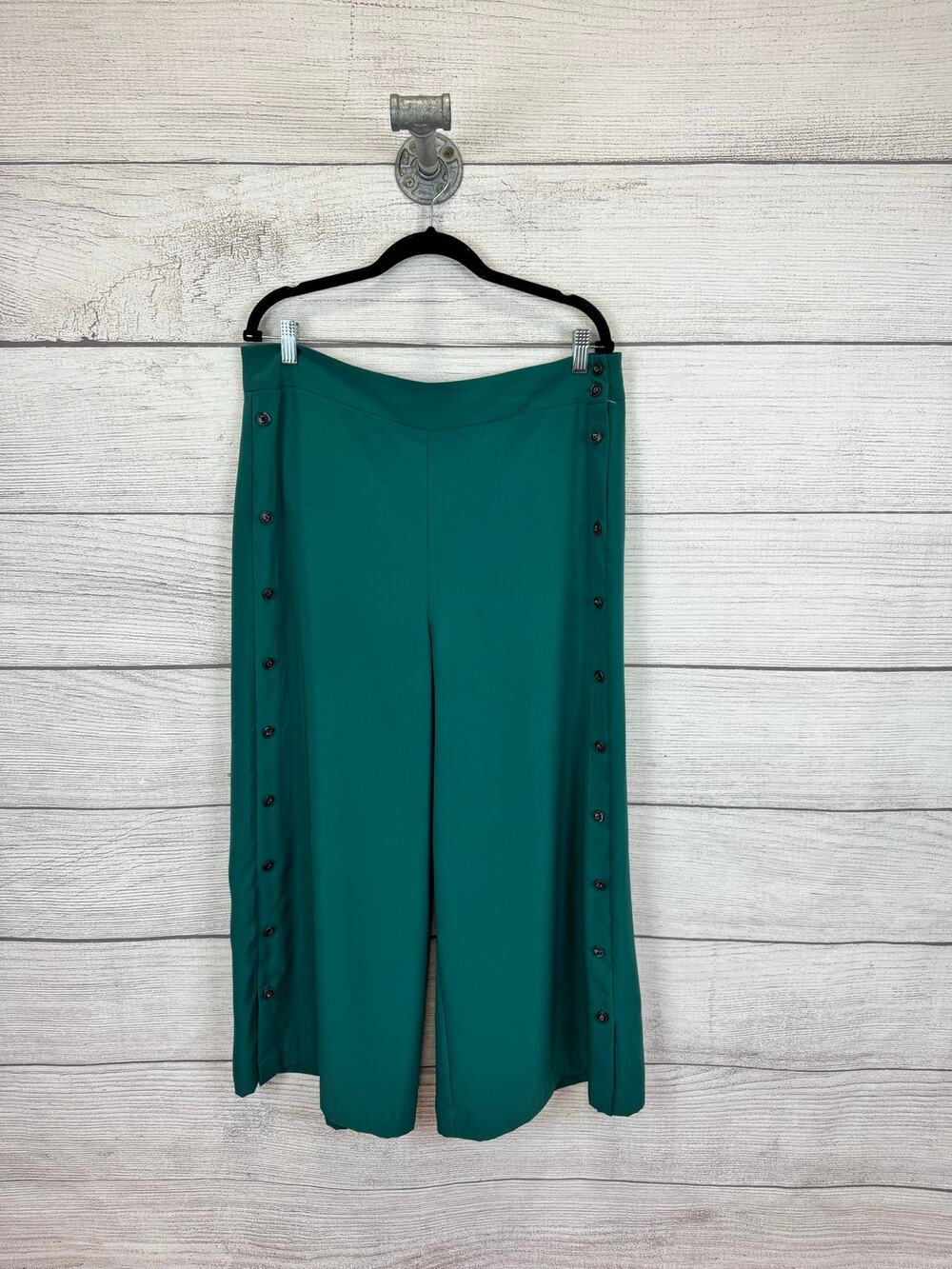 Gibson Latimer Women's Green Button Side Wide Leg Pants Size 14